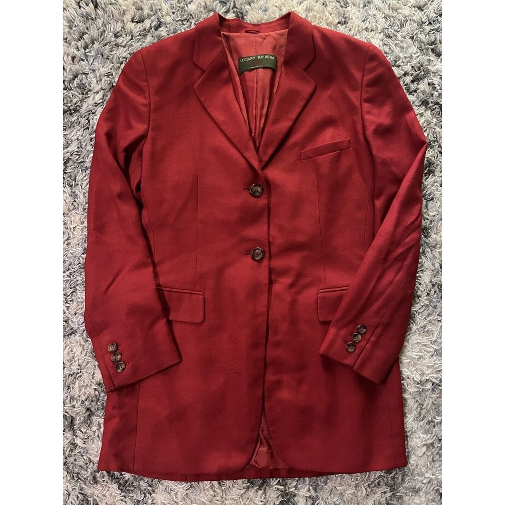 Luciano Barbera Red Blazer Lined Sz 42 Cashmere Silk Blend